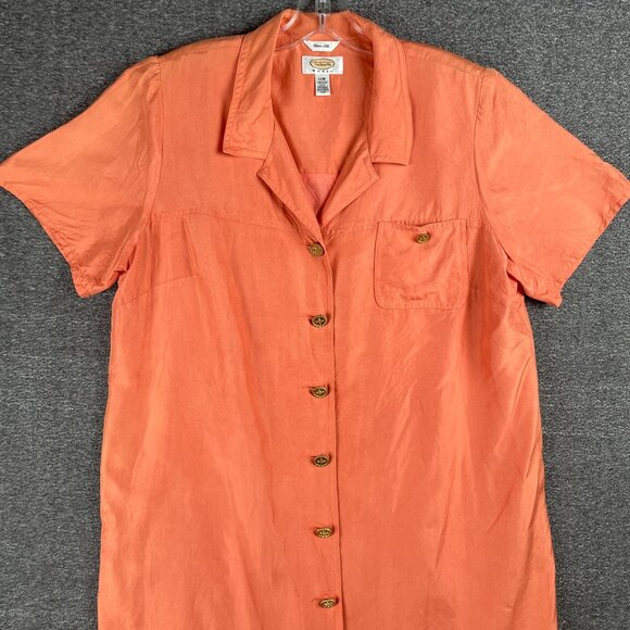 Talbots Pure Silk Womens Shirt Dress 14W Work Office Capsule Easter Minimal - Picture 3 of 16